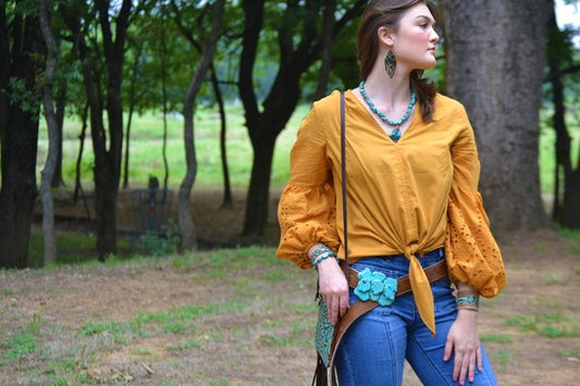 Leather Oval Earrings Turq Brown Floral Earrings   