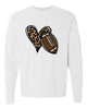 Leopard Heart Football Long Sleeve Tee Graffic Tee White L 