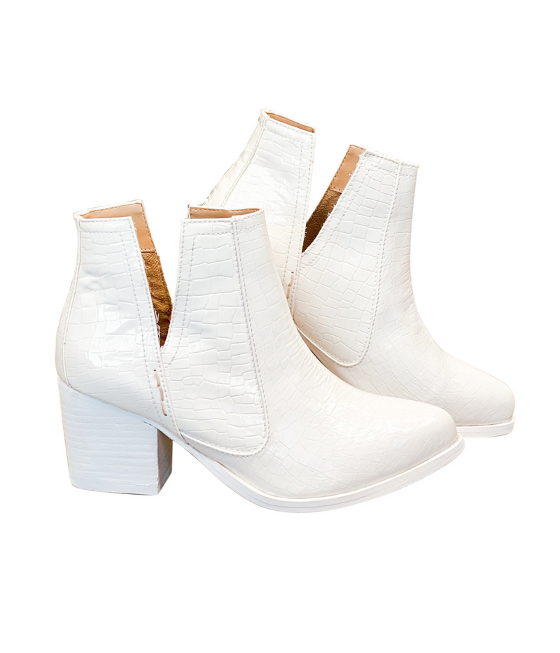 Tarim Bootie in White Croc Shoes   