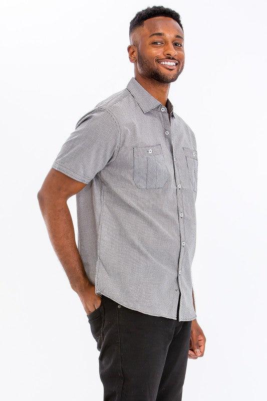 Mens Short Sleeve Button Down Shirt - Three Mad Hatters Mercantile 