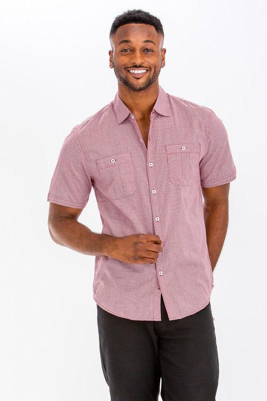 Mens Short Sleeve Button Down Shirt - Three Mad Hatters Mercantile 