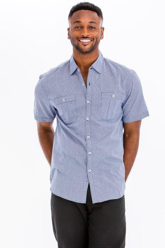 Mens Short Sleeve Button Down Shirt - Three Mad Hatters Mercantile 