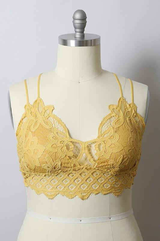 Curvy- Padded Crochet Lace Longline Bralette - Three Mad Hatters Mercantile 