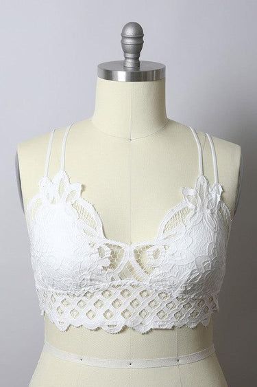 Curvy- Padded Crochet Lace Longline Bralette