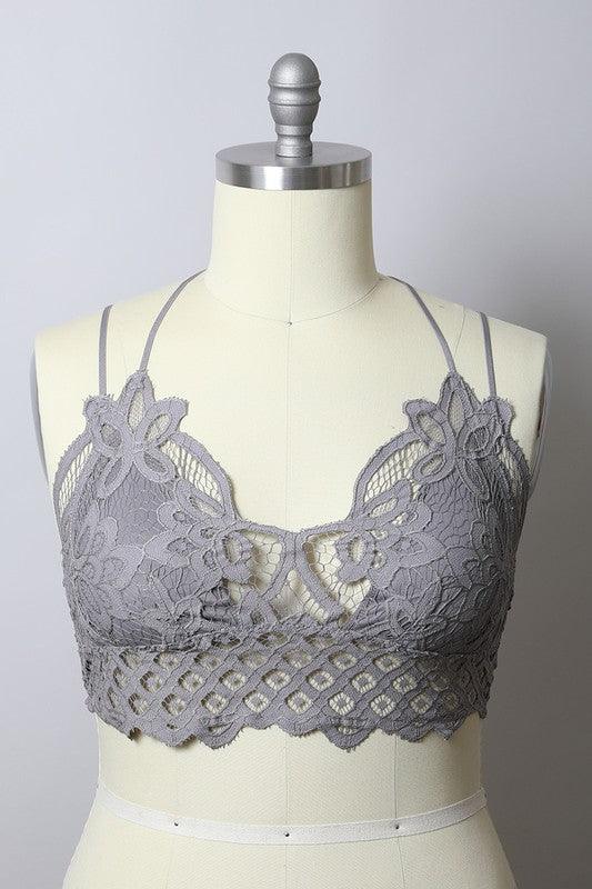 Curvy- Padded Crochet Lace Longline Bralette - Three Mad Hatters Mercantile 