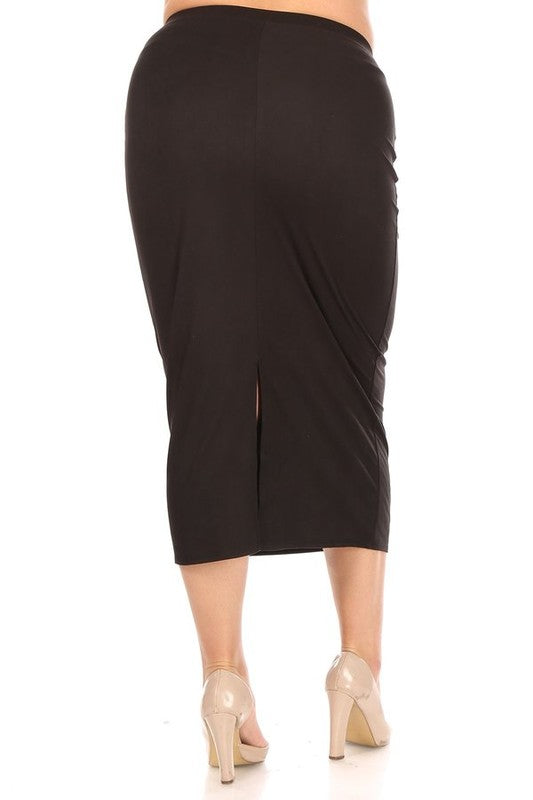 Solid midi skirt in a pencil silhouette Pencil Skirt   