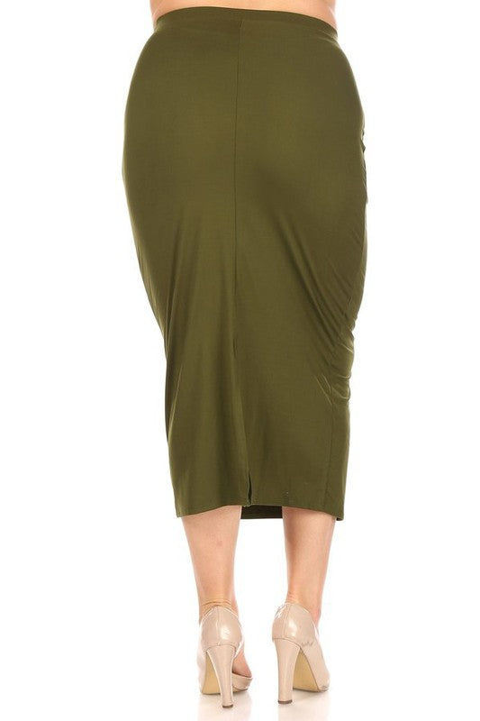 Solid midi skirt in a pencil silhouette Pencil Skirt   