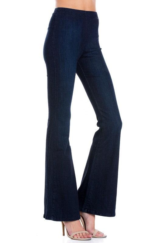 Be Bold Zipper Back Flare Jeans - Three Mad Hatters Mercantile 