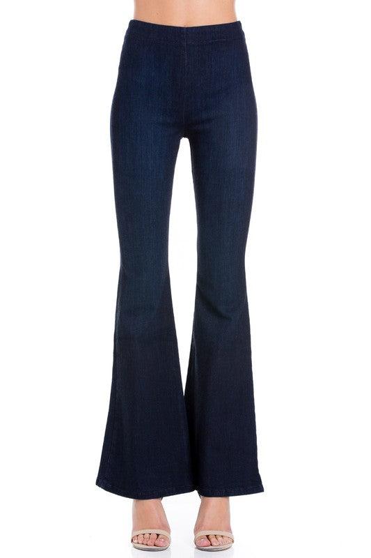 Be Bold Zipper Back Flare Jeans - Three Mad Hatters Mercantile 