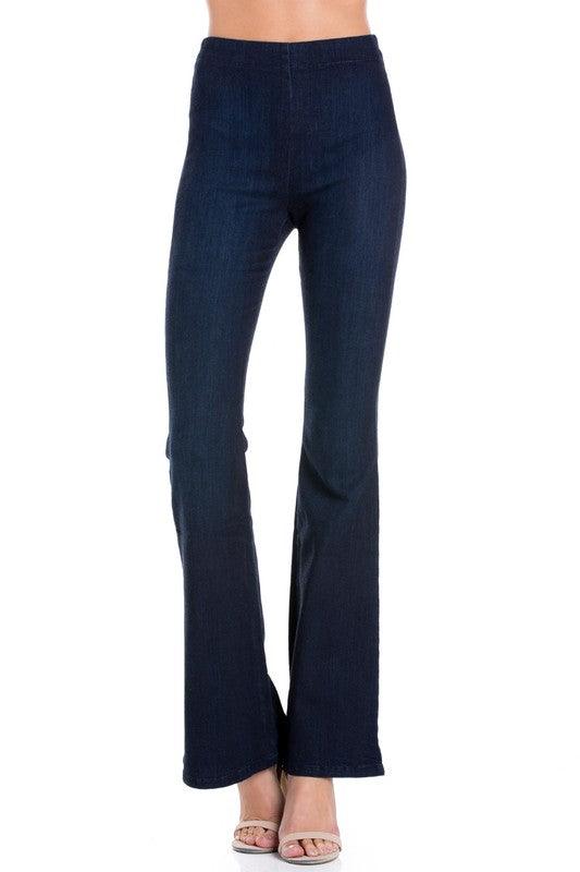 Be Bold Zipper Back Flare Jeans - Three Mad Hatters Mercantile 