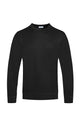 SOLID COLOR ROUND NECK SWEATER Womens Sweater BLACK 2XL 