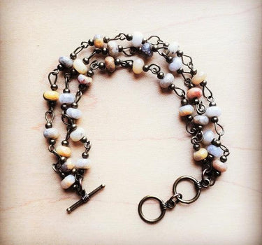 'Natural Agate triple strand bracelet