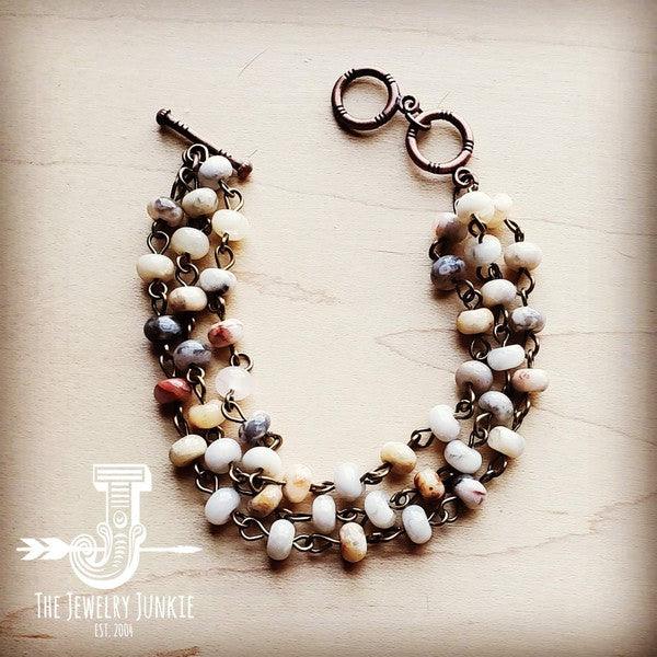 'Natural Agate triple strand bracelet - Three Mad Hatters Mercantile 