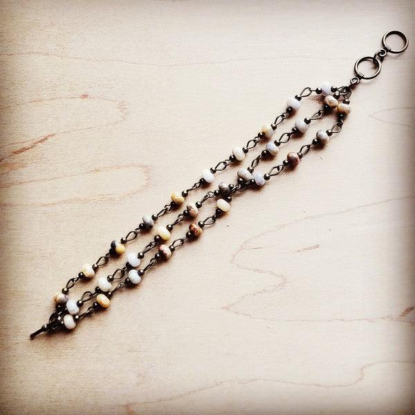 'Natural Agate triple strand bracelet - Three Mad Hatters Mercantile 