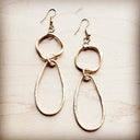 Matte Gold Hoop Earrings with Oval Hoop Dangle