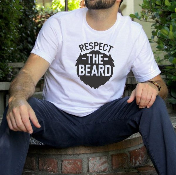 Respect the Beard Mens Tee Mens Graphic T-Shirt White 2X 