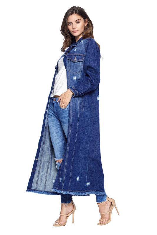 The Ultimate Denim Duster: Blue Age Long Denim Jacket - Three Mad Hatters Mercantile 