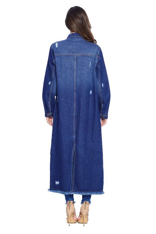 The Ultimate Denim Duster: Blue Age Long Denim Jacket - Three Mad Hatters Mercantile 