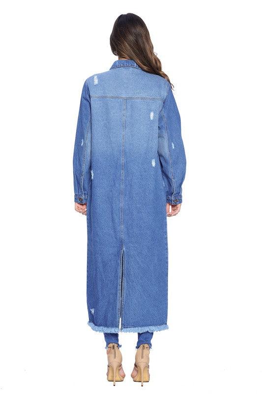 The Ultimate Denim Duster: Blue Age Long Denim Jacket - Three Mad Hatters Mercantile 