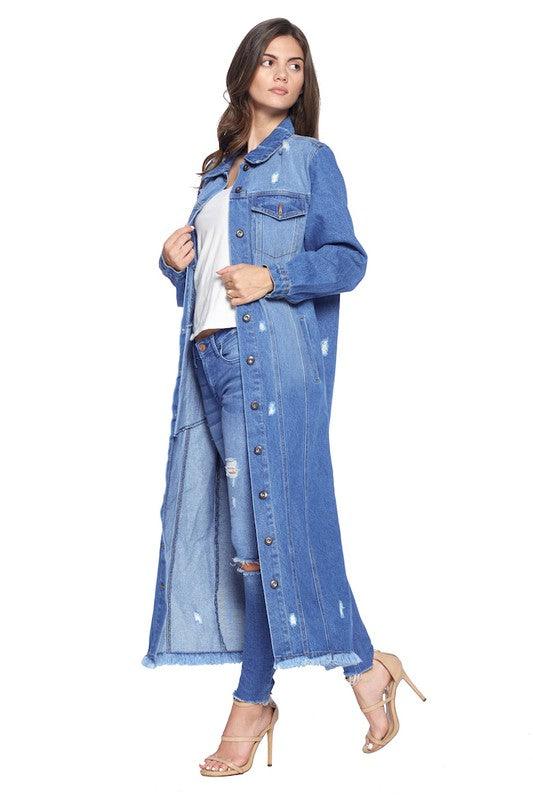 The Ultimate Denim Duster: Blue Age Long Denim Jacket - Three Mad Hatters Mercantile 