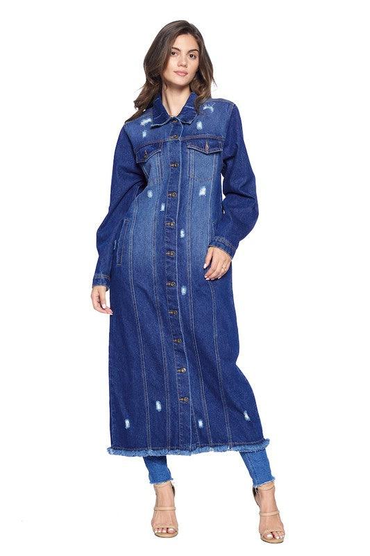 The Ultimate Denim Duster: Blue Age Long Denim Jacket - Three Mad Hatters Mercantile 