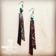 Leather Rectangle Earring in Turquoise Floral leather rearings brown 1 