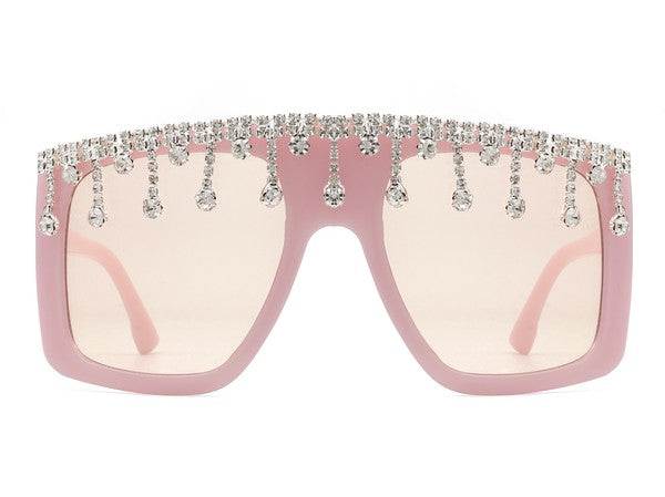 Oversize Square Rhinestone Fashion Sunglasses Sunglasses Pink OneSize 