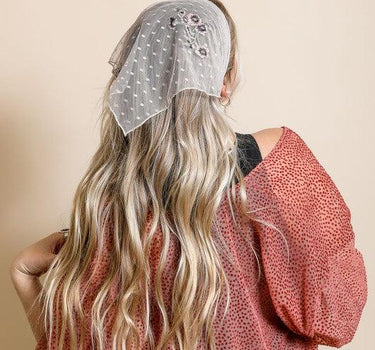 Tulle Lace Embroidered Poppy Headscarf