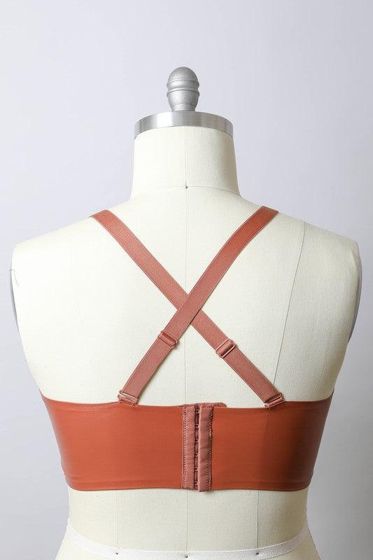 Faux Leather Longline Bralette Plus Size - Three Mad Hatters Mercantile 