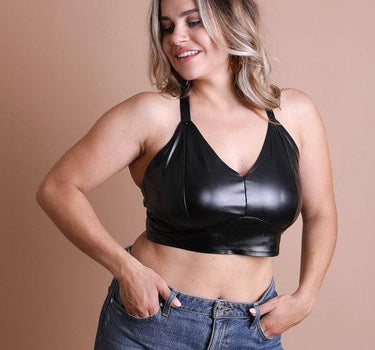 Faux Leather Longline Bralette Plus Size