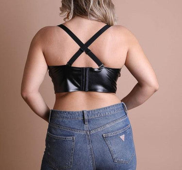 Faux Leather Longline Bralette Plus Size