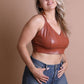 Faux Leather Longline Bralette Plus Size Womens Bralette Cognac 1XL 