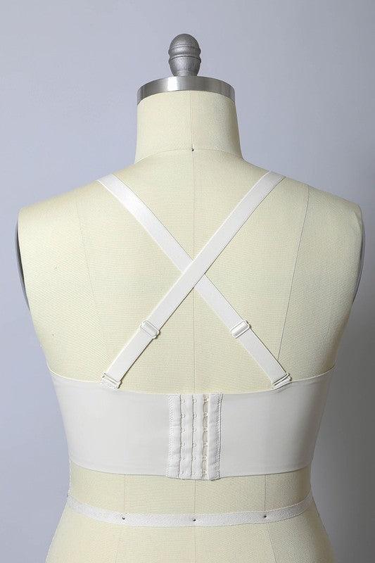 Faux Leather Longline Bralette Plus Size - Three Mad Hatters Mercantile 