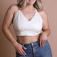 Faux Leather Longline Bralette Plus Size Womens Bralette Ivory 1XL 