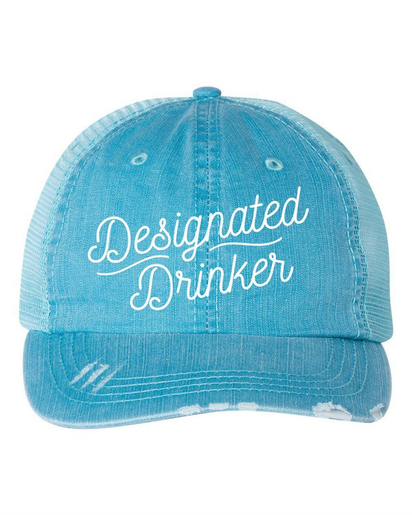 Designated Drinker Embroidered Hat Cap Aqua OS 