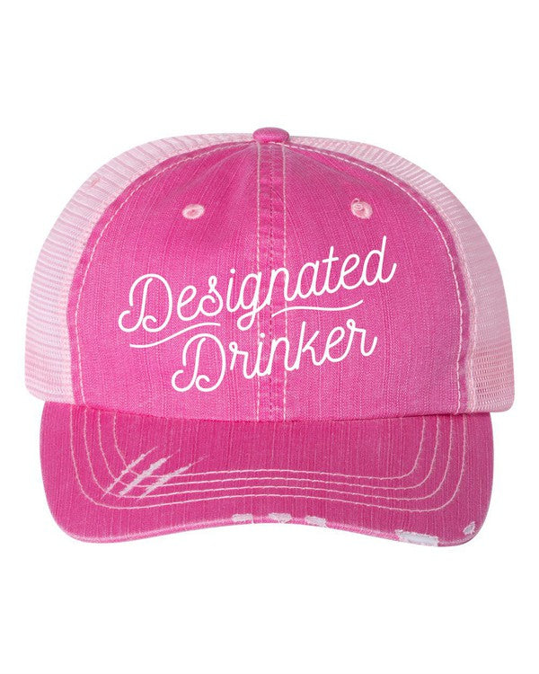 Designated Drinker Embroidered Hat Cap PInk OS 