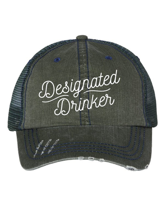 Designated Drinker Embroidered Hat Cap Green Mesh OS 