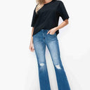 Bytos Raw Hem Distressed High Rise Bootcut Jeans