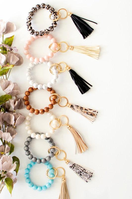 Harper Silicone Beaded Key Ring Bracelet - Three Mad Hatters Mercantile 