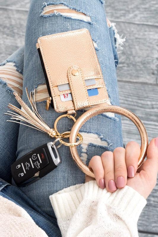 Key Ring Wallet Bracelet ID Zip Up - Three Mad Hatters Mercantile 
