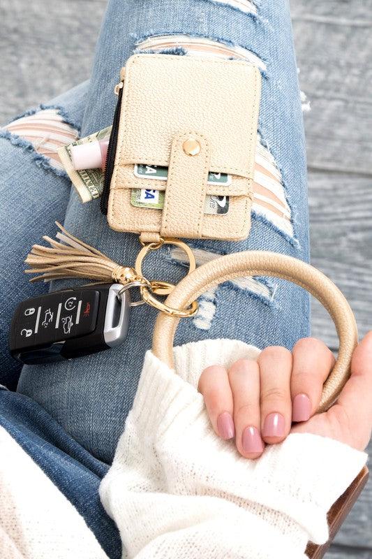 Key Ring Wallet Bracelet ID Zip Up - Three Mad Hatters Mercantile 