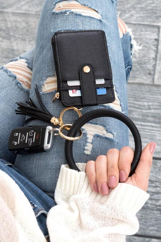 Key Ring Wallet Bracelet ID Zip Up - Three Mad Hatters Mercantile 