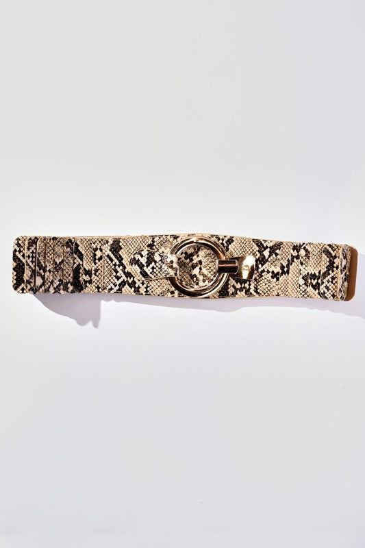 SNAKE PRINT WIDE FASHION BELT Snake skin belt   