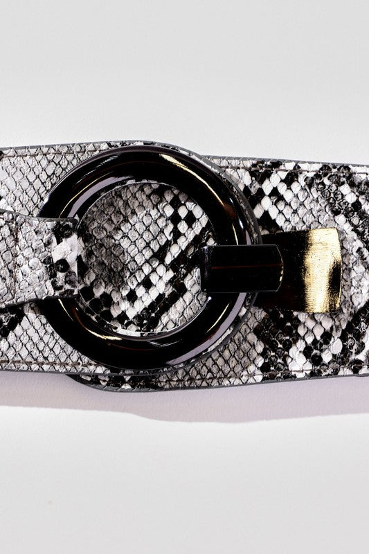 SNAKE PRINT WIDE FASHION BELT Snake skin belt BDMT/GREY Os 