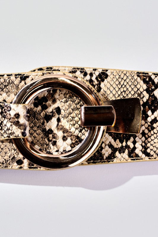 SNAKE PRINT WIDE FASHION BELT Snake skin belt TAMT/BROWN Os 