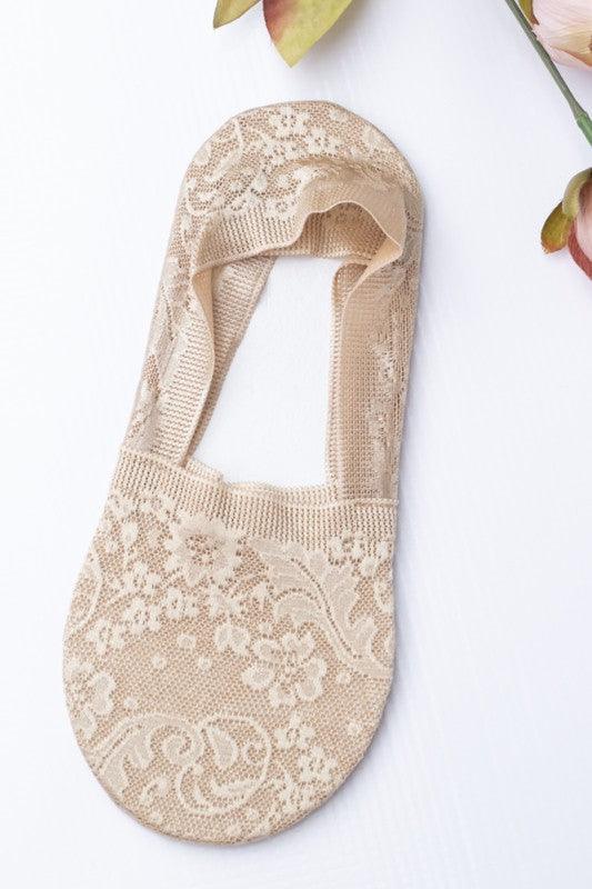 No-Slip Floral Lace Socks - Three Mad Hatters Mercantile 