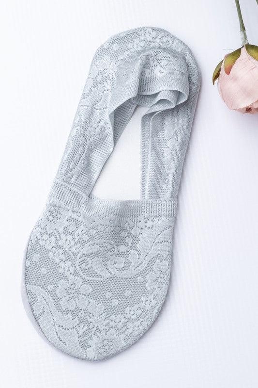 No-Slip Floral Lace Socks - Three Mad Hatters Mercantile 
