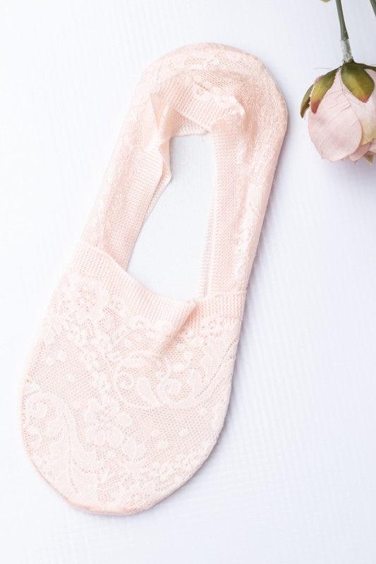 No-Slip Floral Lace Socks - Three Mad Hatters Mercantile 