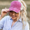 Distressed Messy Bun Hat