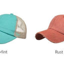 Distressed Messy Bun Hat